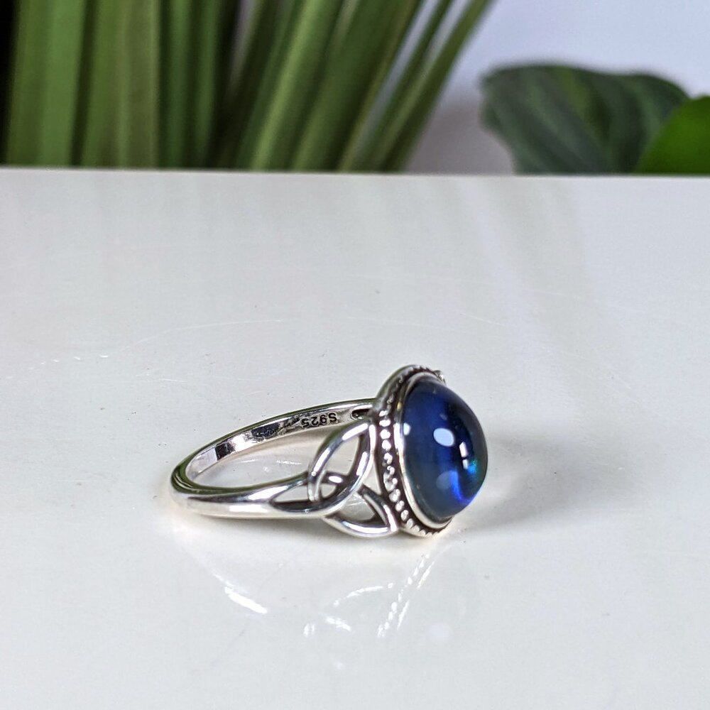 925 Sterling Silver Mood Ring Celtic Knot Vintage Inspired Size 6 NEW - Picture 3 of 11